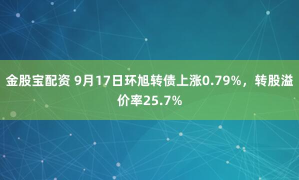 金股宝配资 9月17日环旭转债上涨0.79%，转股溢价率25.7%